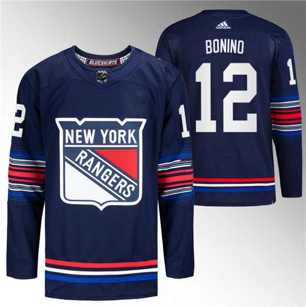 Mens New York Rangers #12 Nick Bonino Navy Stitched Jersey Dzhi->new york rangers->NHL Jersey
